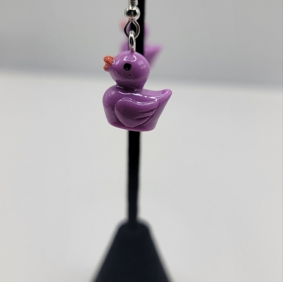 New Purple Duck Earrings - Picture 3 of 4